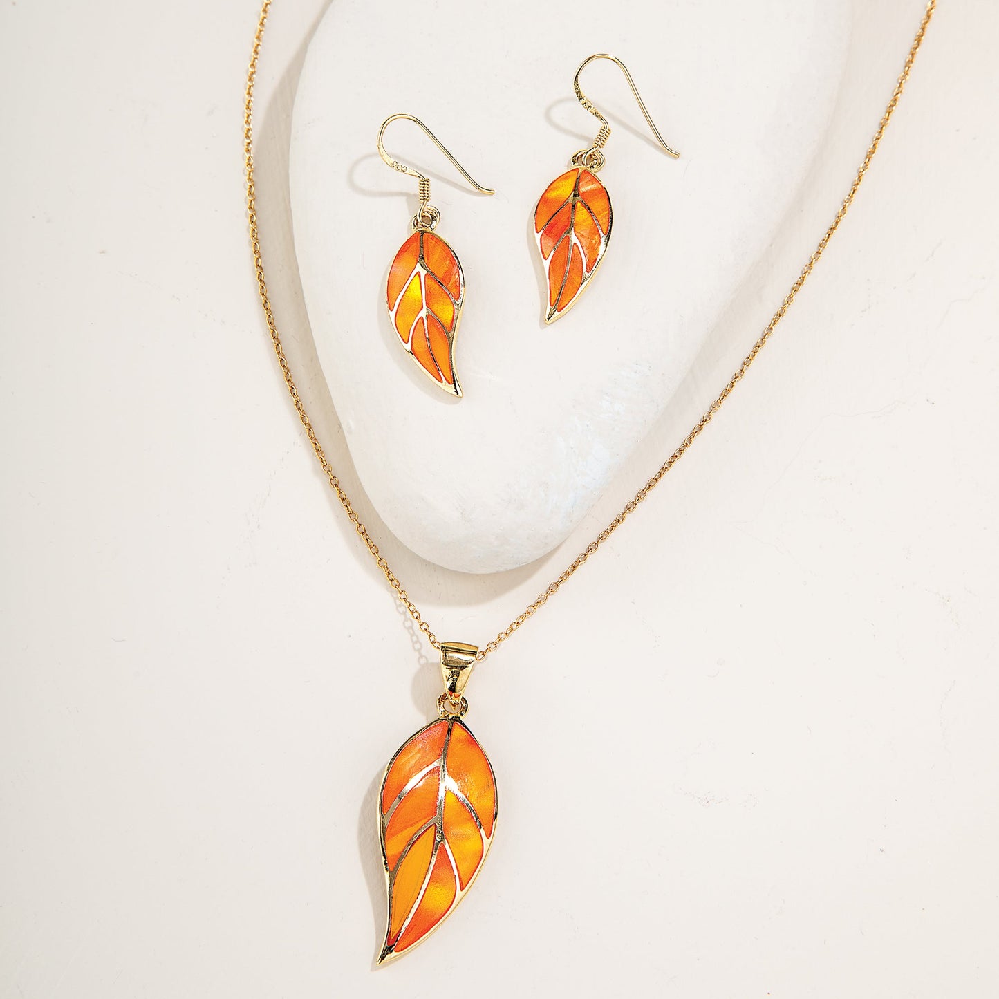 Aurora Opal Leaf Pendant Necklace