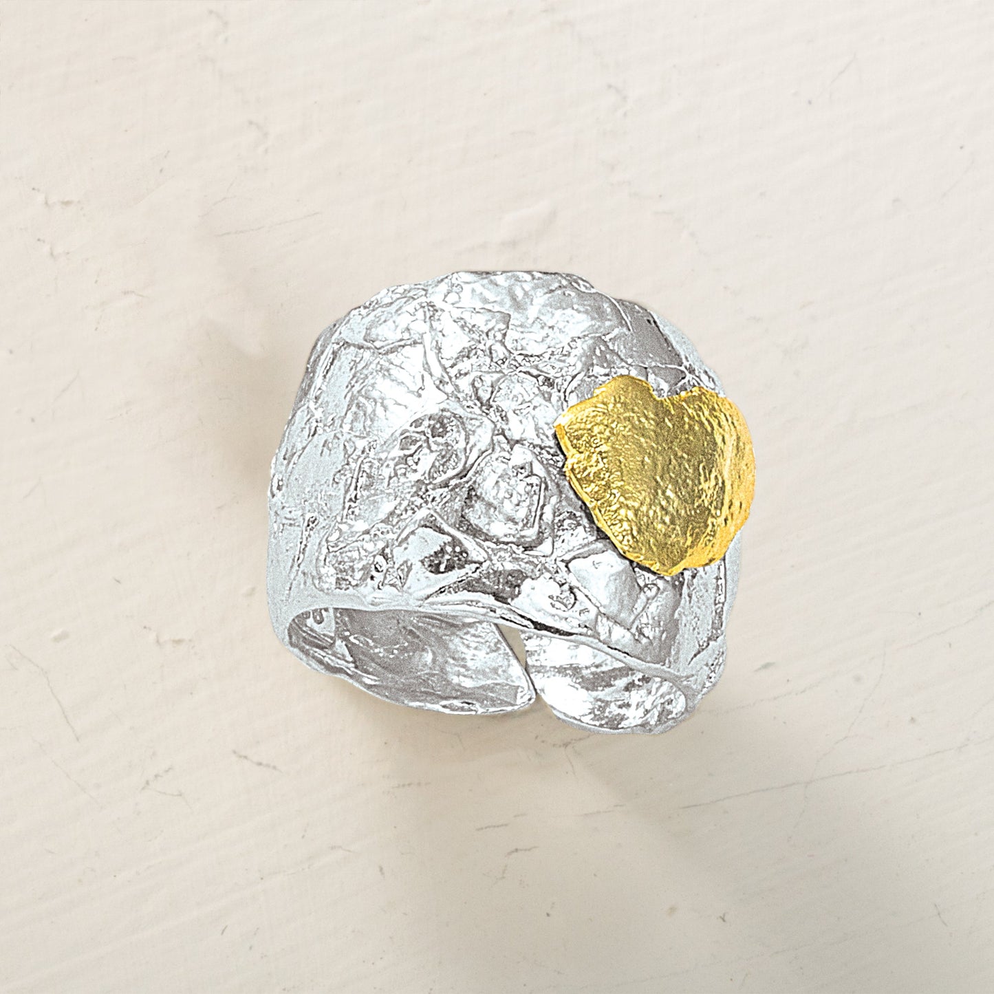 Two-Toned Textured Adjustable Ring