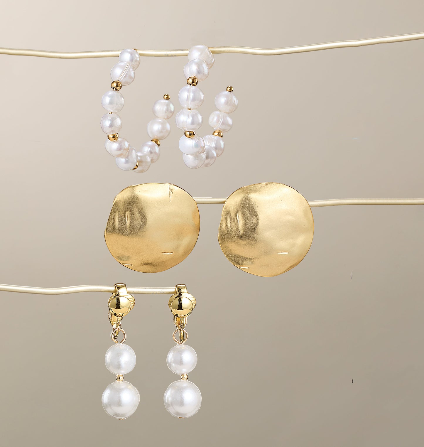 Textured Gold Coin Clip-On Earrings (Preorder)