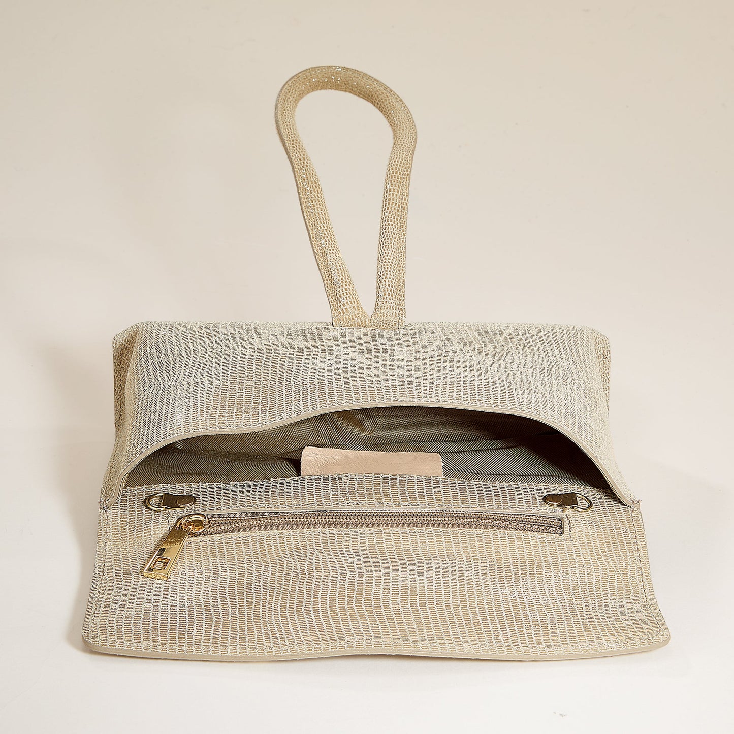 Puglia Textured Tan Italian Leather Clutch