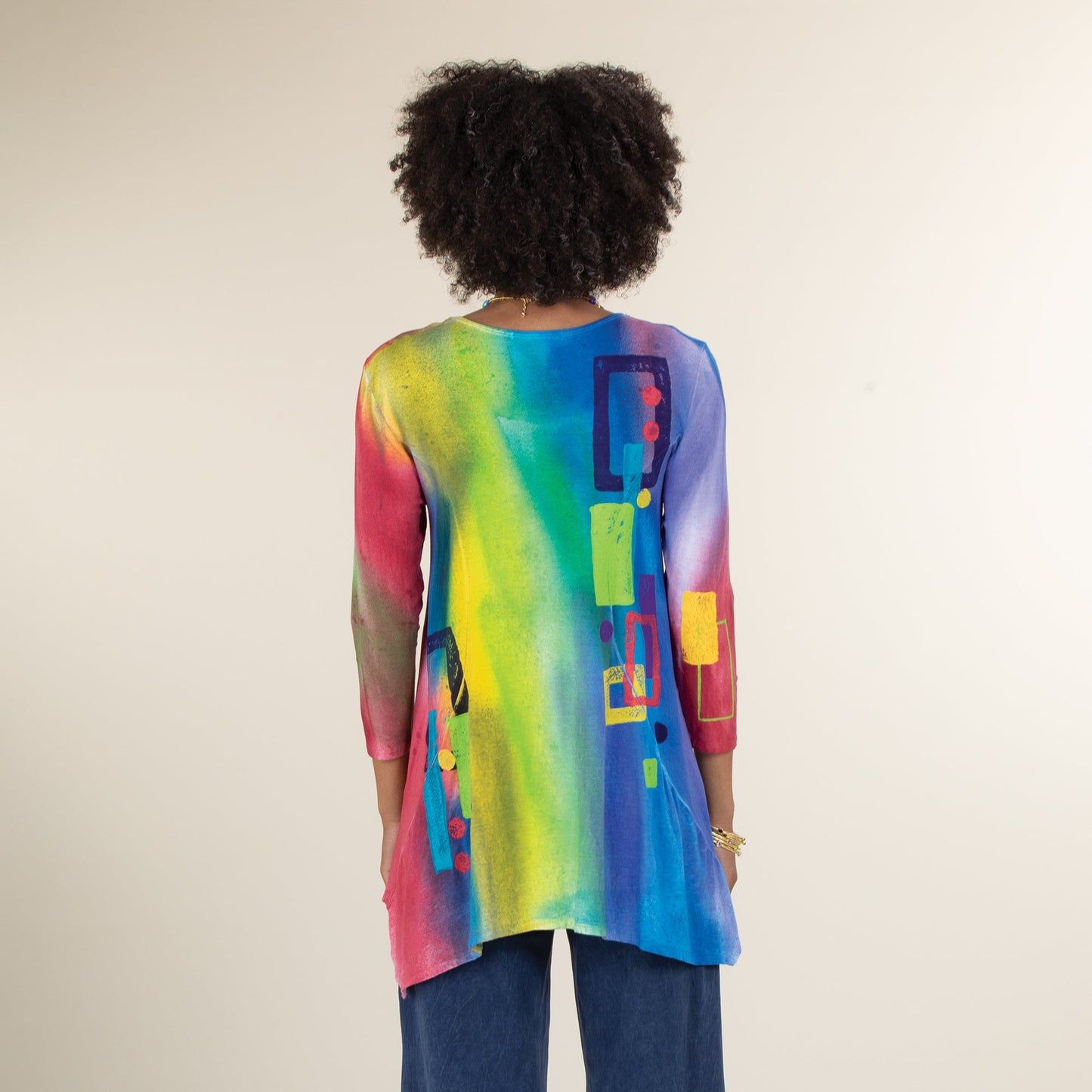 Hand-Painted Colorful Shapes Blouse