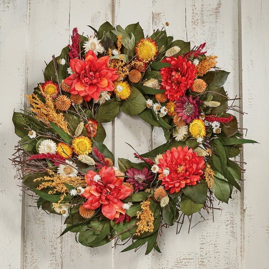 Berry-Hued Blossoms Wreath