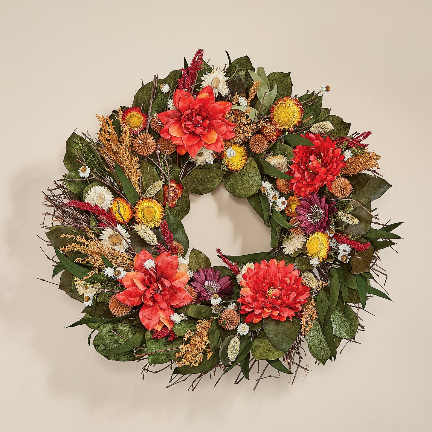 Berry-Hued Blossoms Wreath