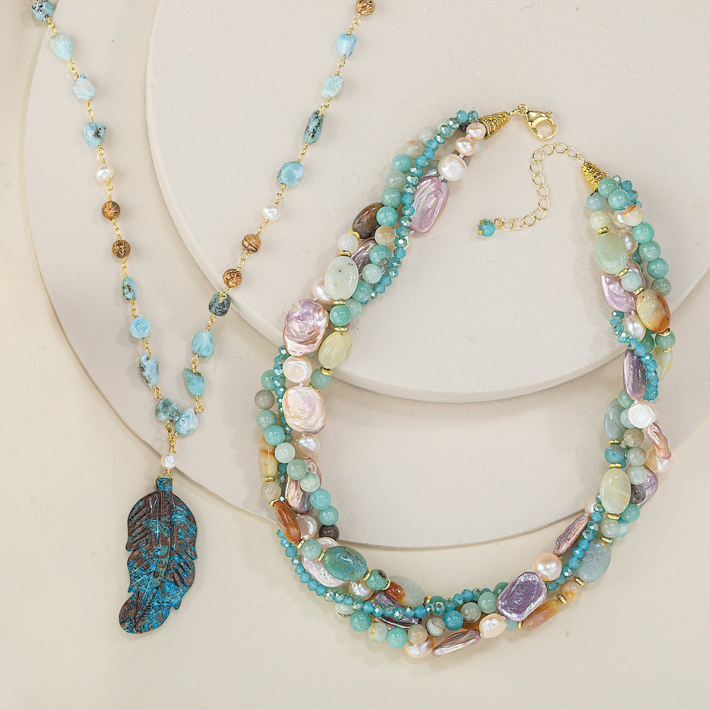 Statement Maker Gemstone Leaf Pendant Necklace