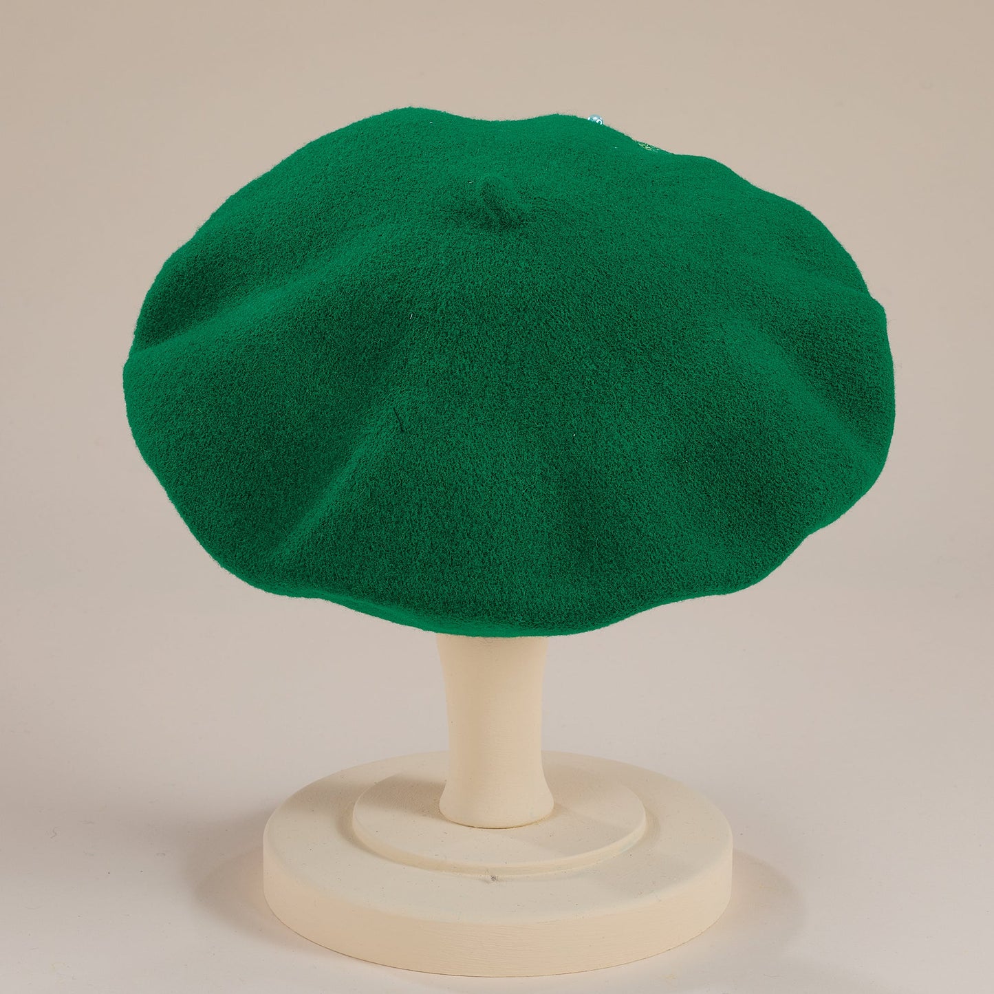 Aurélie Hand-Painted Green Italian Wool Beret