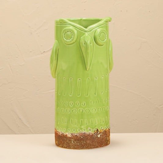Sage Green Owl Ceramic Vase (Preorder)