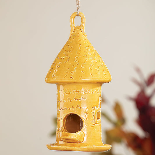 Ceramic Tuscan Sun Yellow Birdhouse (Preorder)