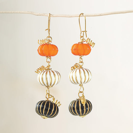 Striped Pumpkin Trio Earrings