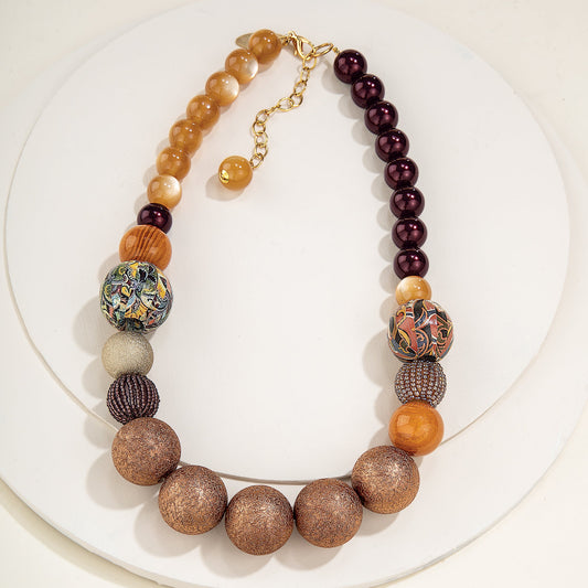 Vintage-Inspired Multicolored Jacquard Necklace