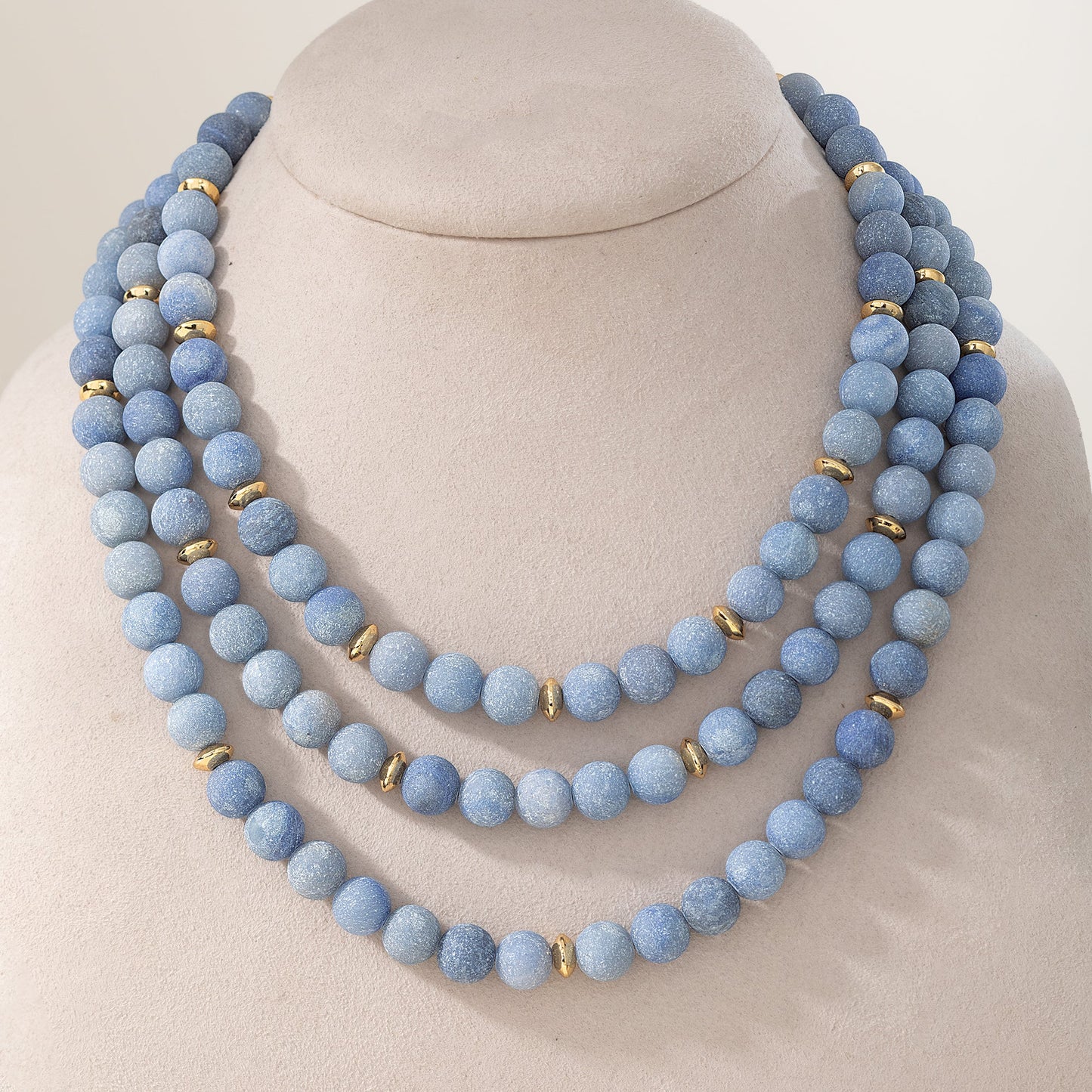 Blue Aventurine Triple Strand Necklace