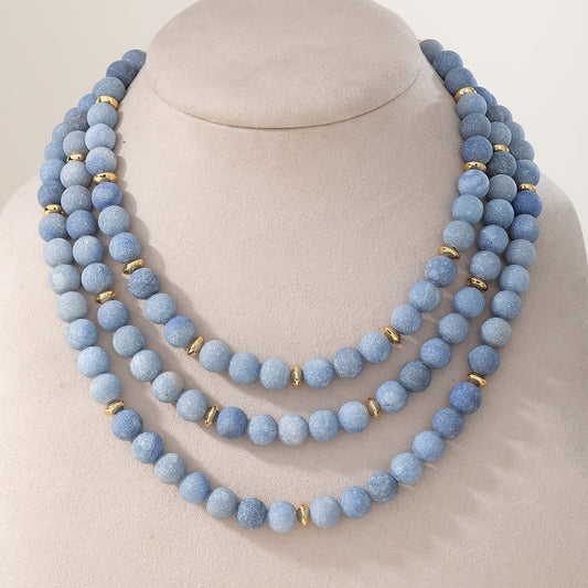 Blue Aventurine Triple Strand Necklace