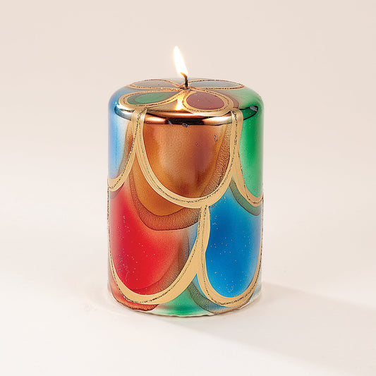 Short Scalloped Metallic Pillar Candle