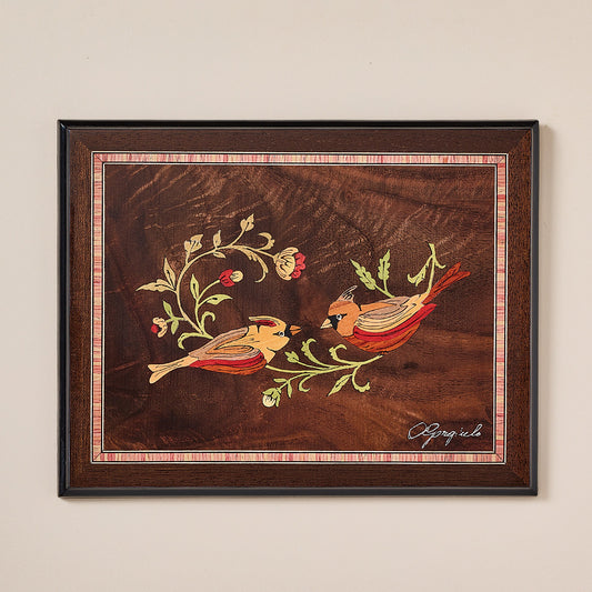 Cardinali Tra I Rami Intarsia Wall Art
