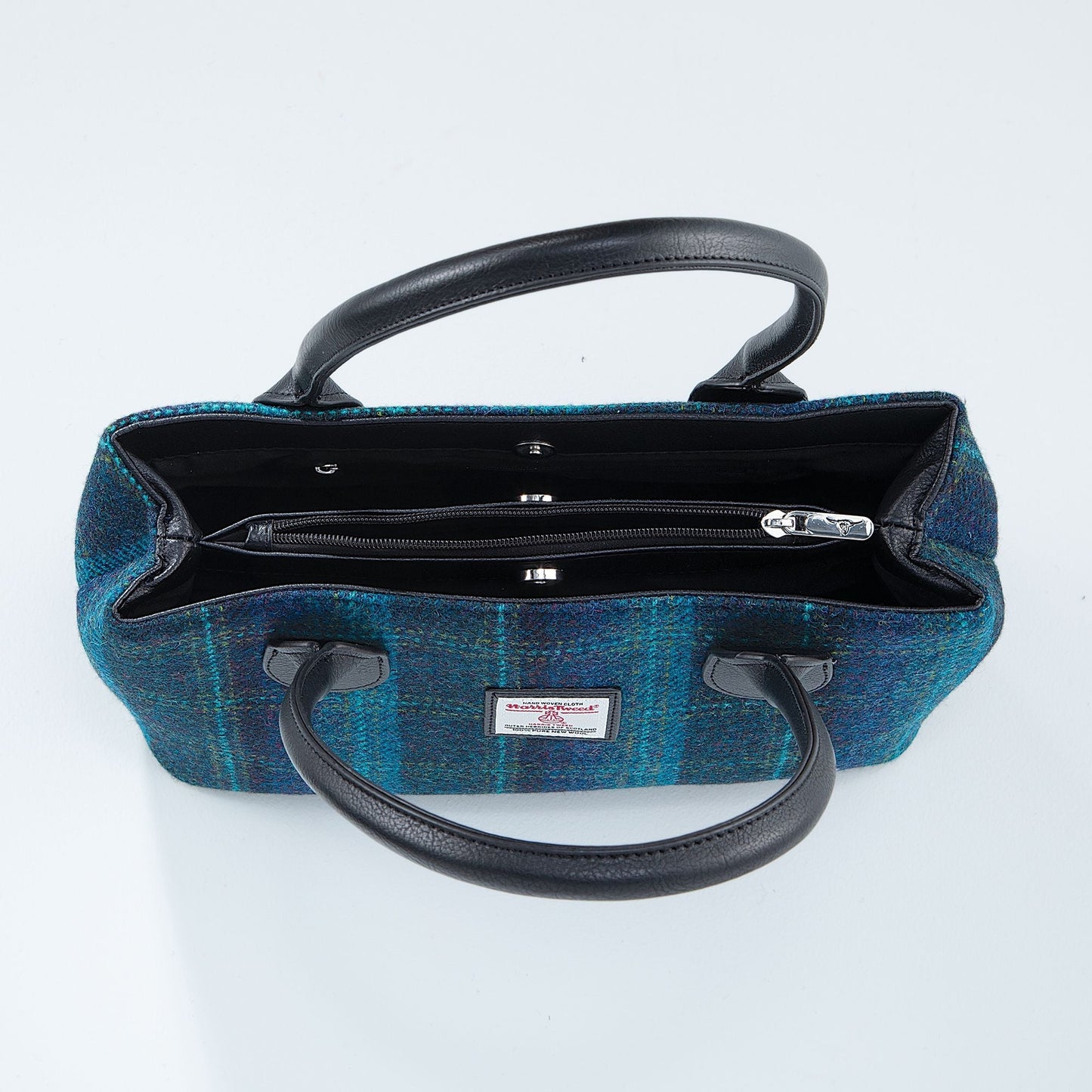 Teal Plaid Harris Tweed Tote