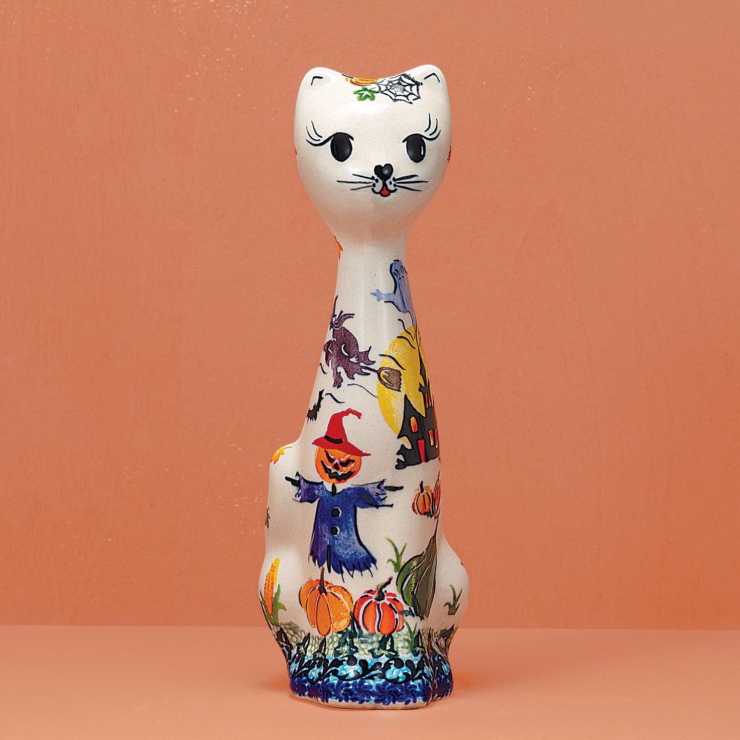 Polish Pottery Magic Moonlight Cat Figurine (Preorder)
