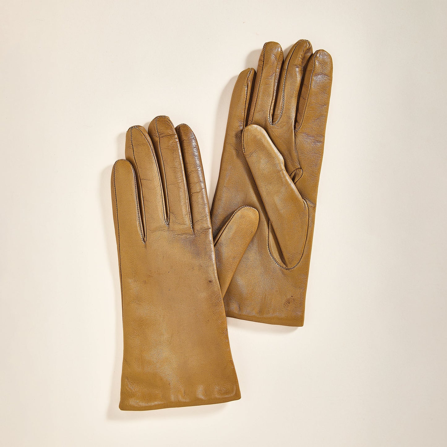 Cashmere Lined Saffron Leather Gloves
