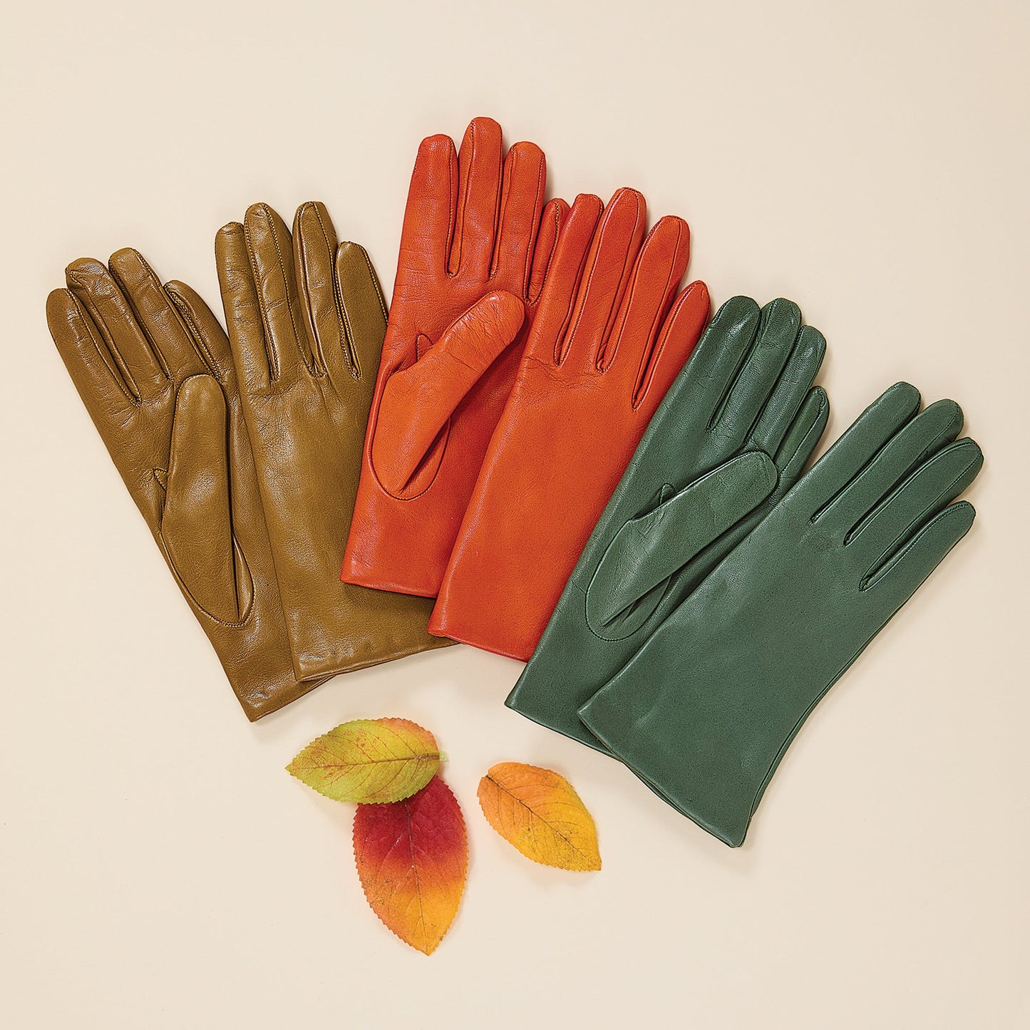 Cashmere Lined Terracotta Leather Gloves