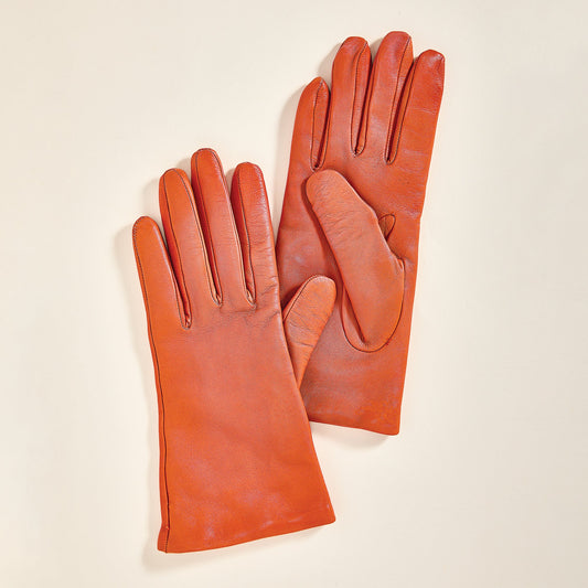 Cashmere Lined Terracotta Leather Gloves