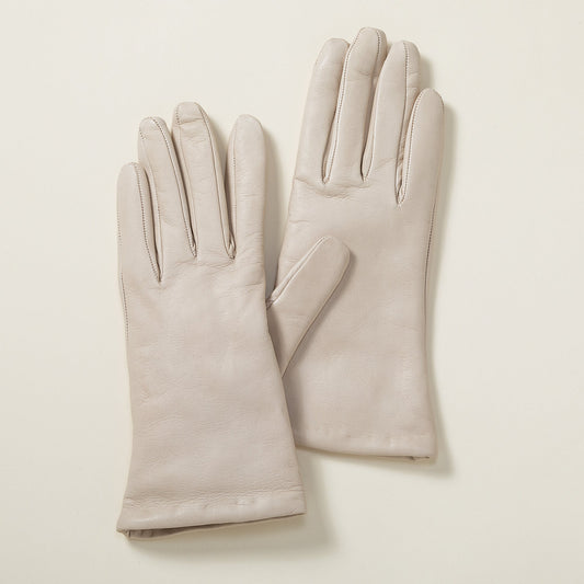 Cashmere Lined Ivory Leather Gloves