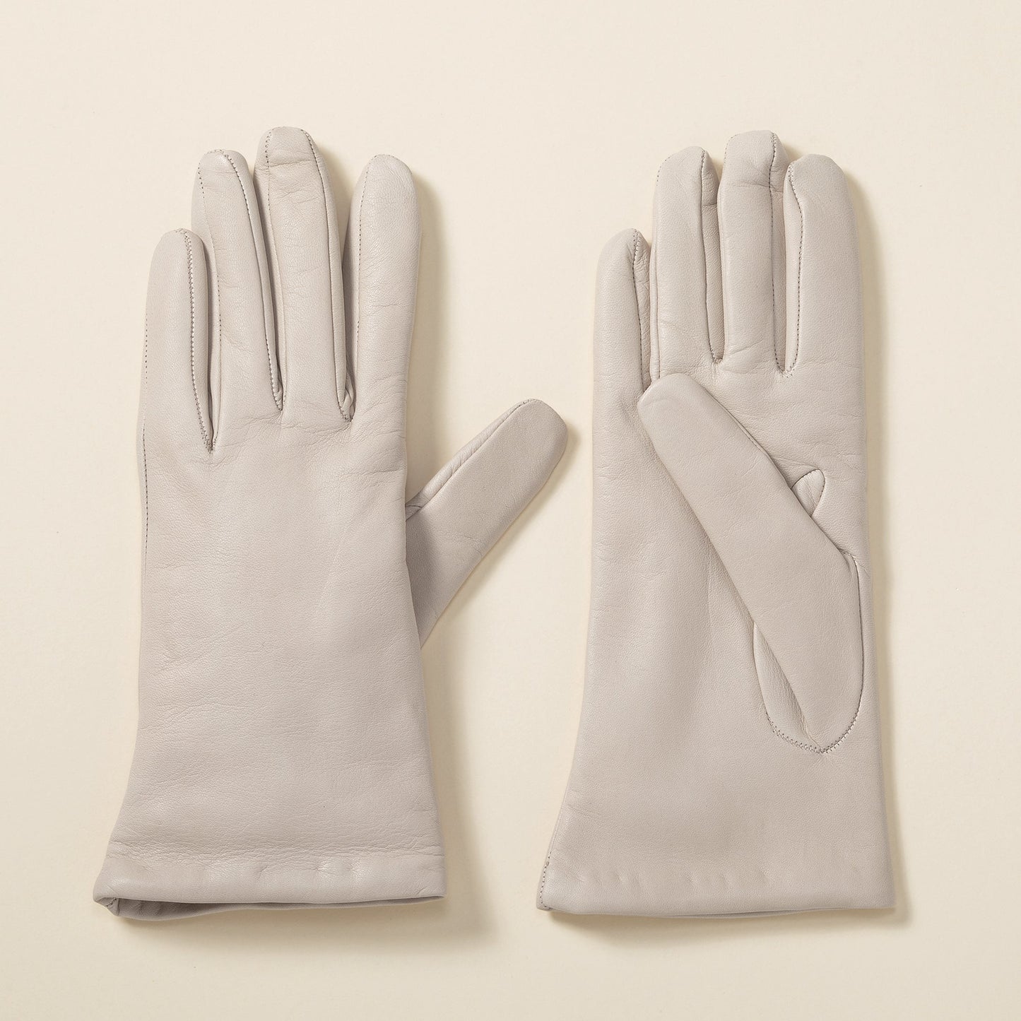 Cashmere Lined Ivory Leather Gloves