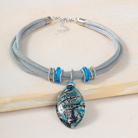 Bellegra Blues Murano Glass Pendant Necklace