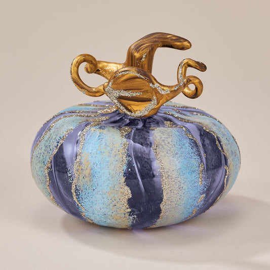 Blue Striped Glass Lago Di Como Pumpkin