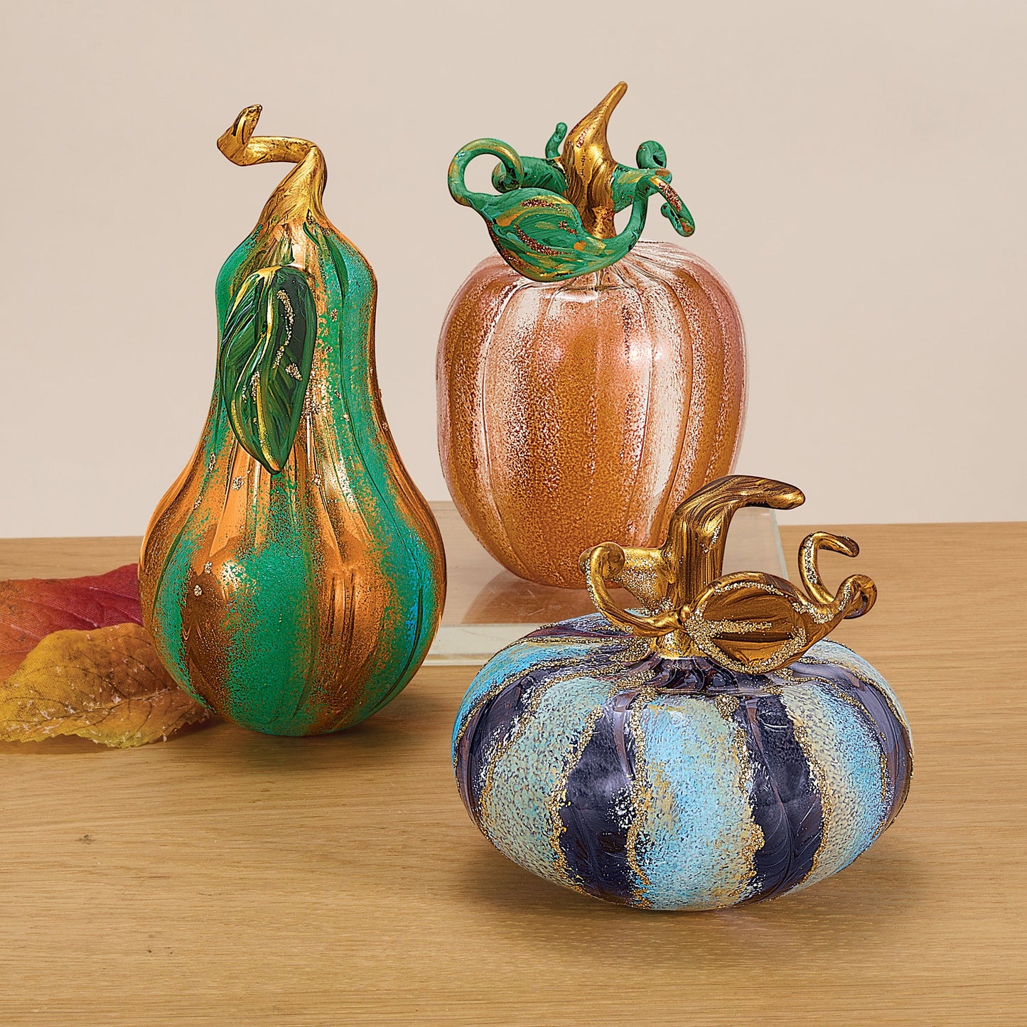 Blue Striped Glass Lago Di Como Pumpkin