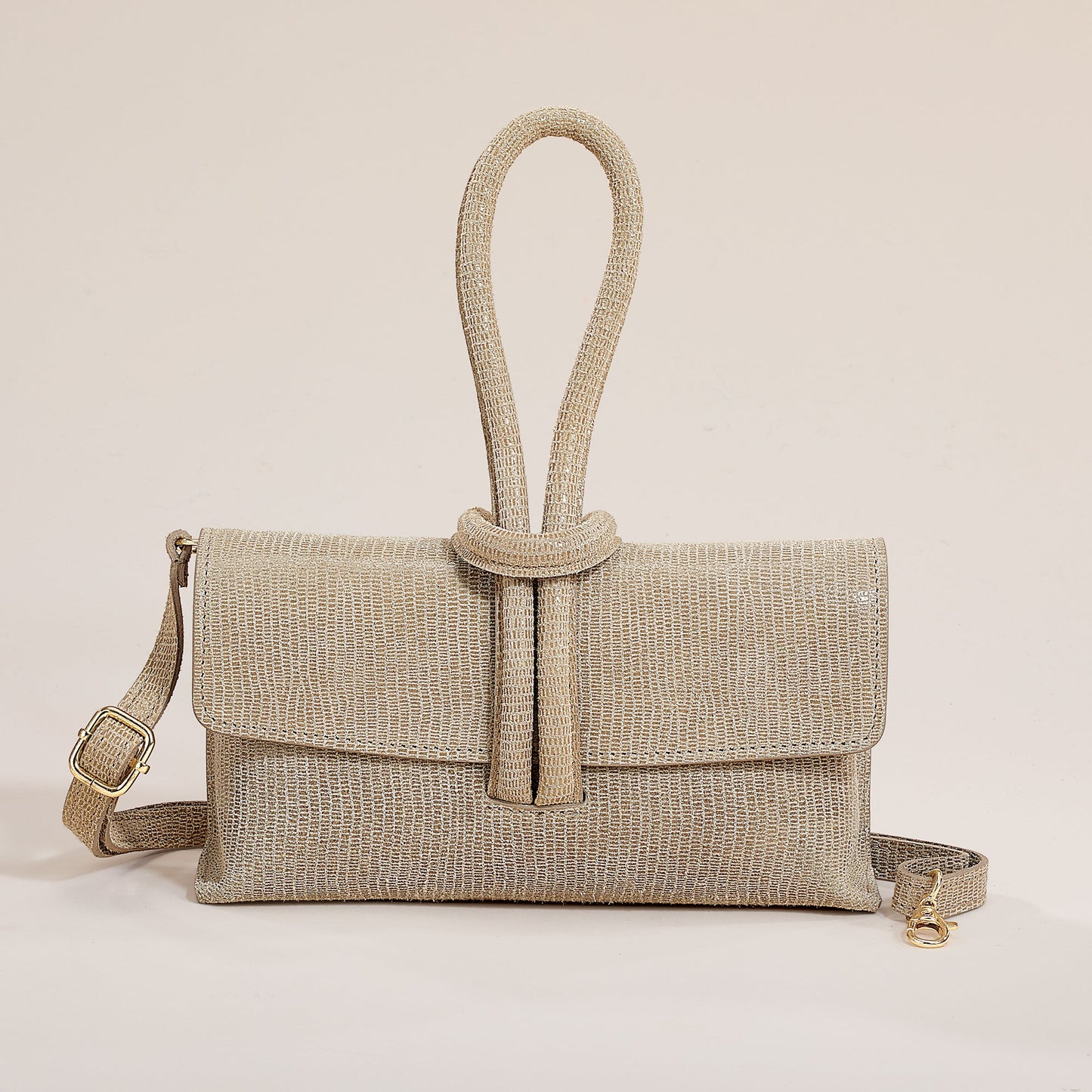 Puglia Textured Tan Italian Leather Clutch