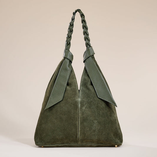 Campania Sage Italian Leather & Suede Hobo Style Bag