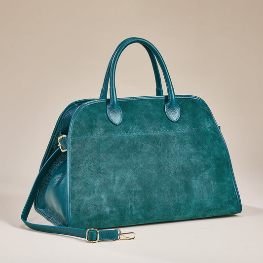 Comacchio Teal Suede & Leather Tote