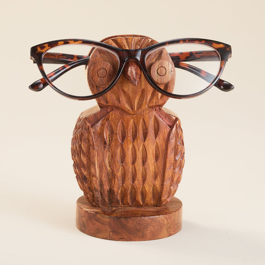 Rosewood Owl Eyeglass Holder
