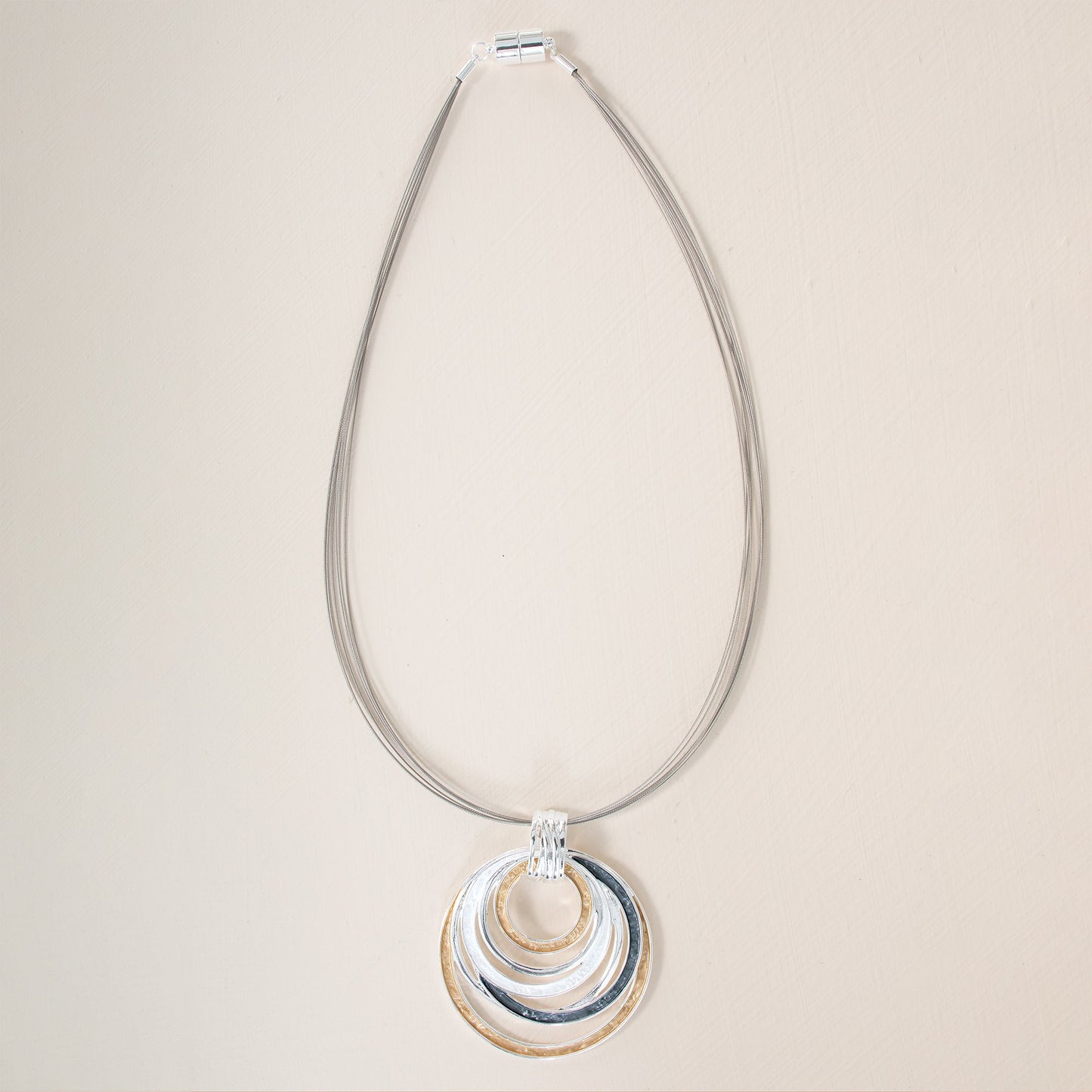 Tricolor Enamel Circles Pendant Necklace