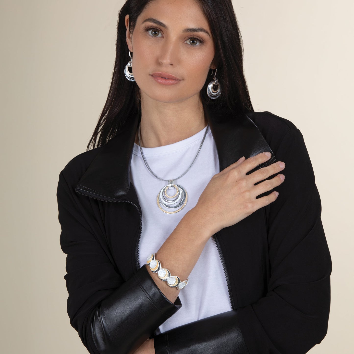 Tricolor Enamel Circles Bracelet