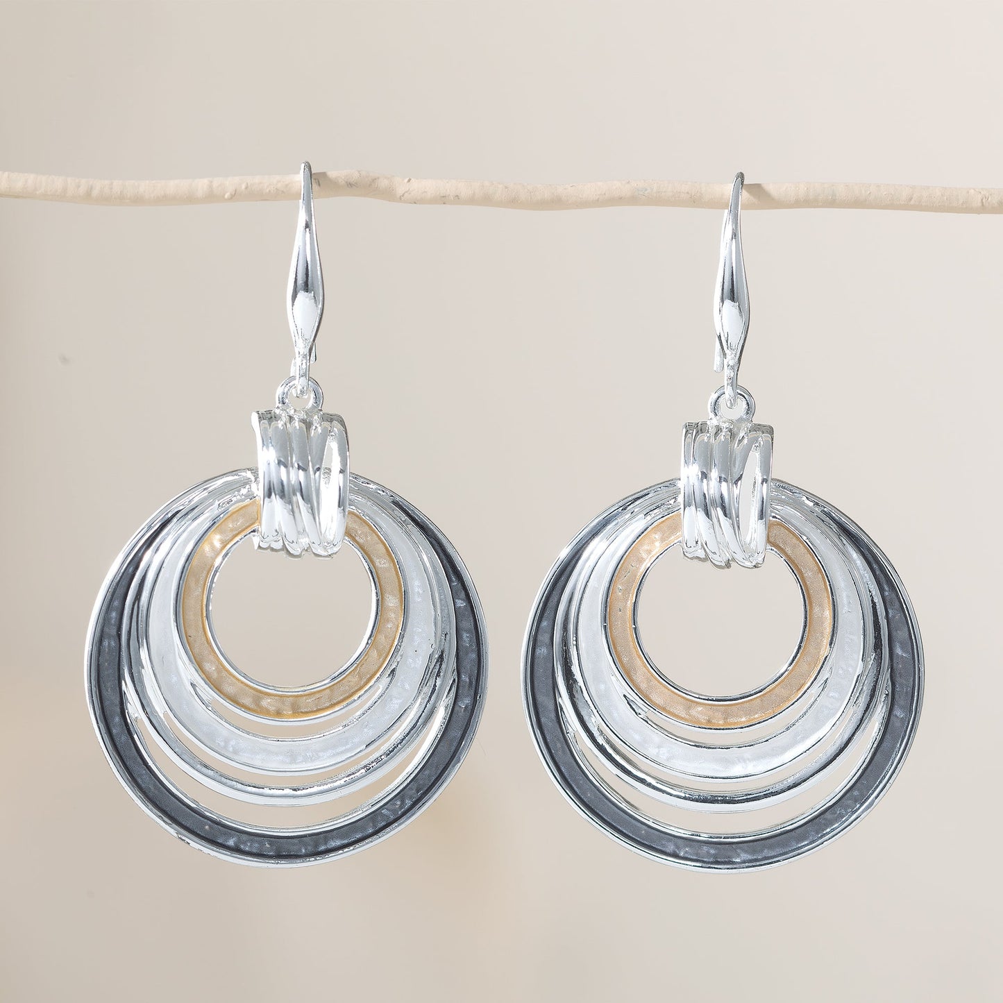 Tricolor Enamel Circles Earrings