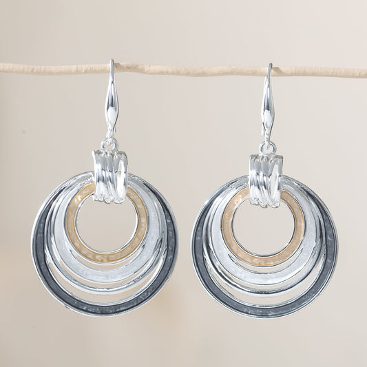 Tricolor Enamel Circles Earrings