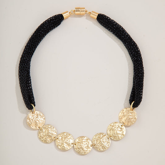 Trevi Coin Black Mesh Necklace