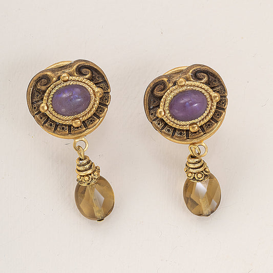 Vintage-Style Luxury in Lilac Drop Earrings