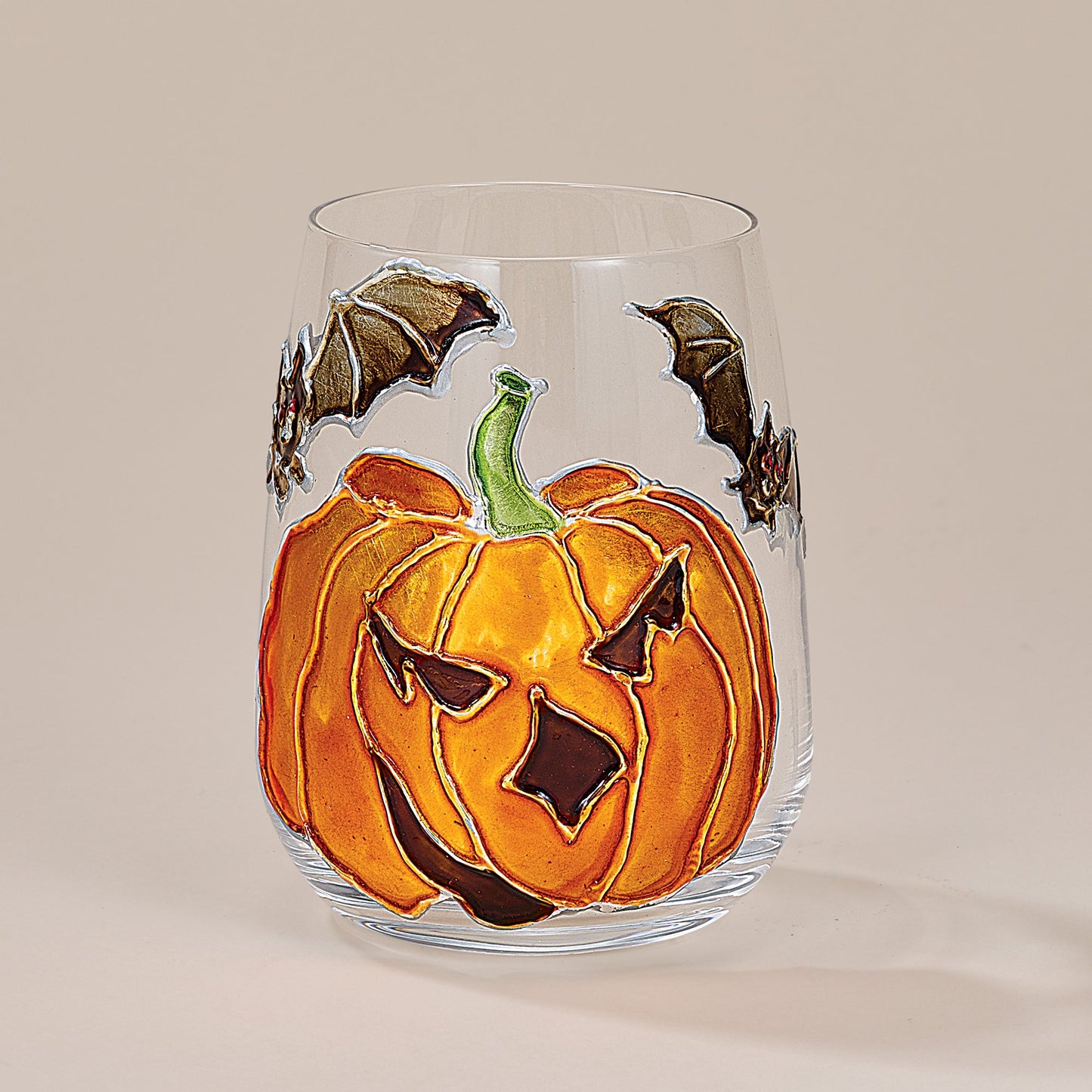Hand-Gilded Spooky Jack Stemless Glass