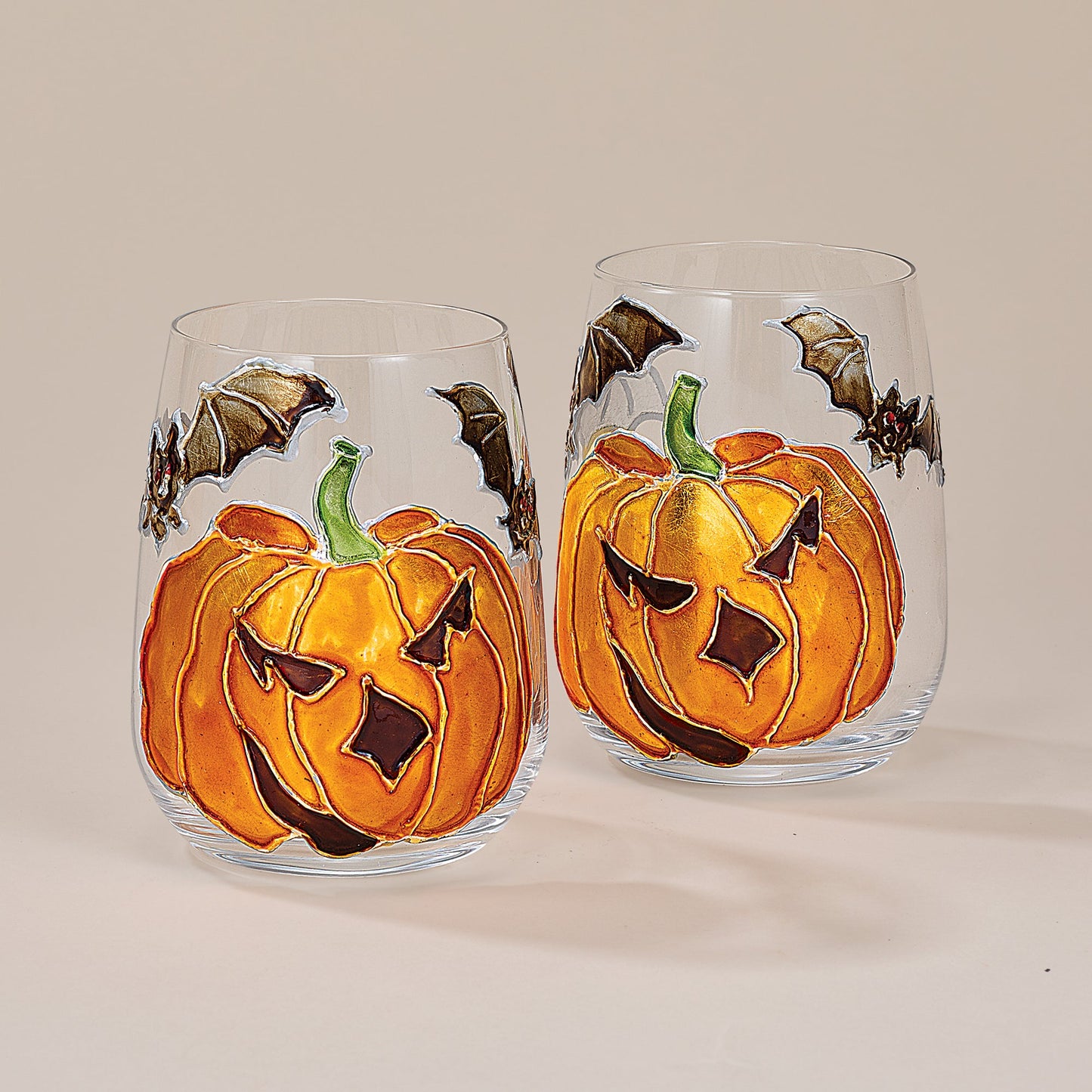 Hand-Gilded Spooky Jack Stemless Glass