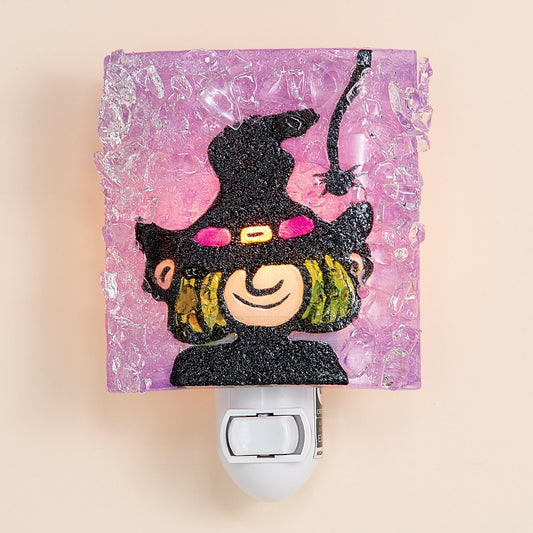 Recycled Glass Smiling Witch Nightlight