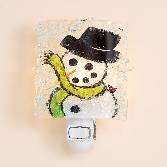 Recycled Glass Smiling Snowman Nightlight