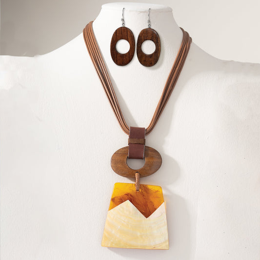 Sunset Snow-Capped Mountains Necklace & Earrings Set