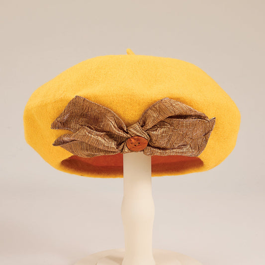 Chloe Yellow Bow Beret