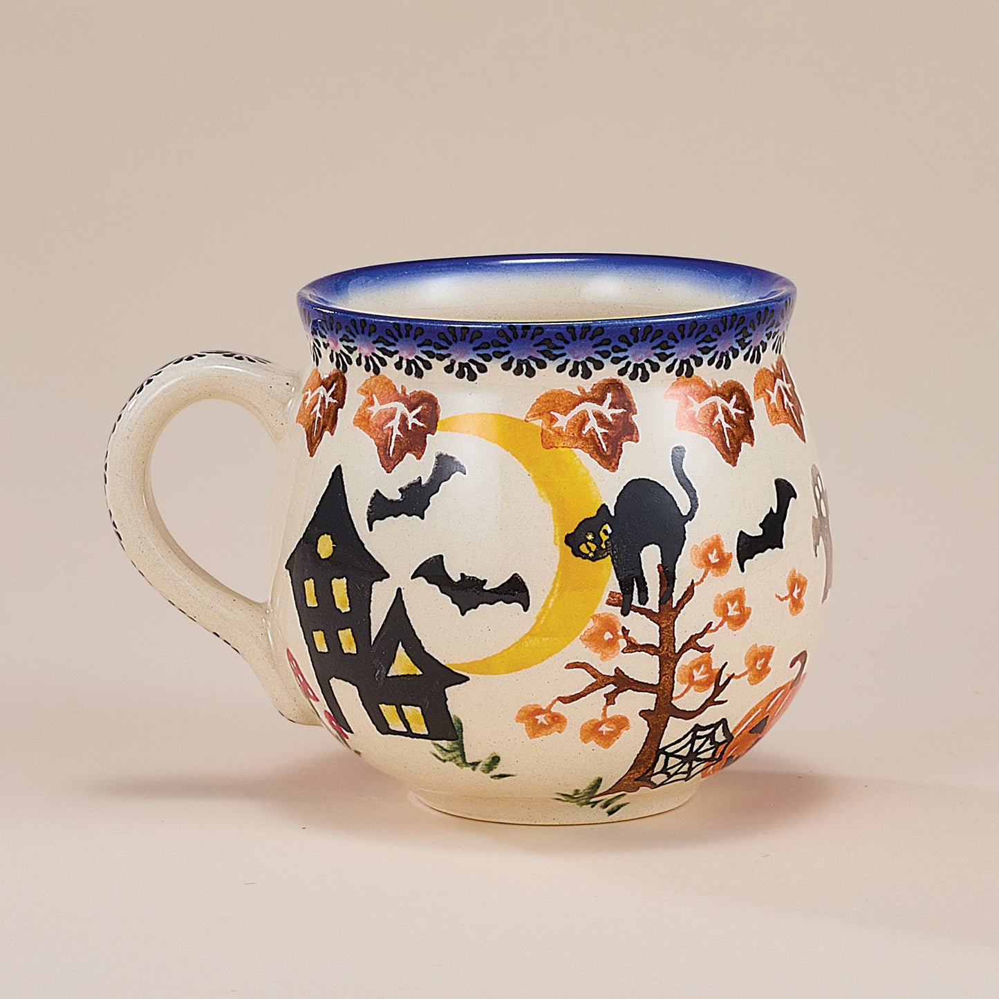 Polish Pottery Enchanting Pumpkins Bubble Mug, 11oz.