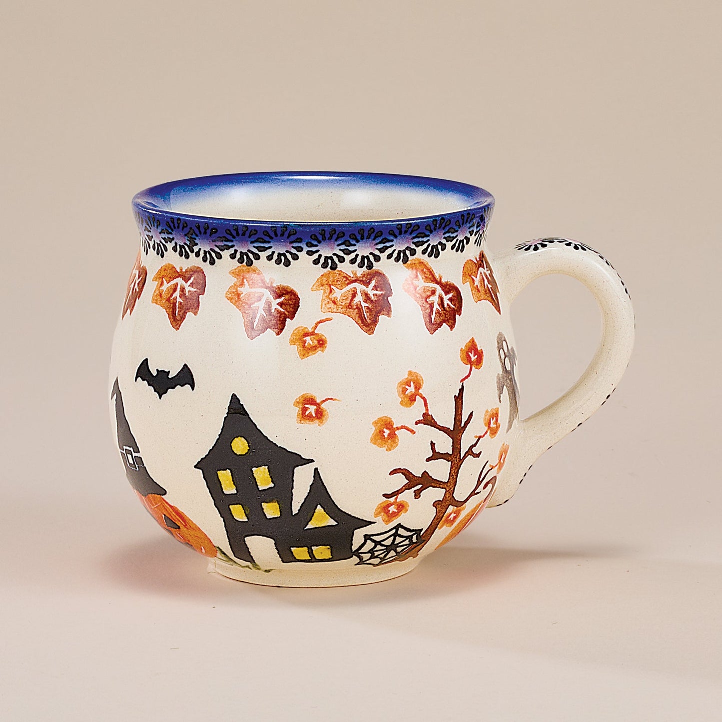 Polish Pottery Enchanting Pumpkins Bubble Mug, 11oz.