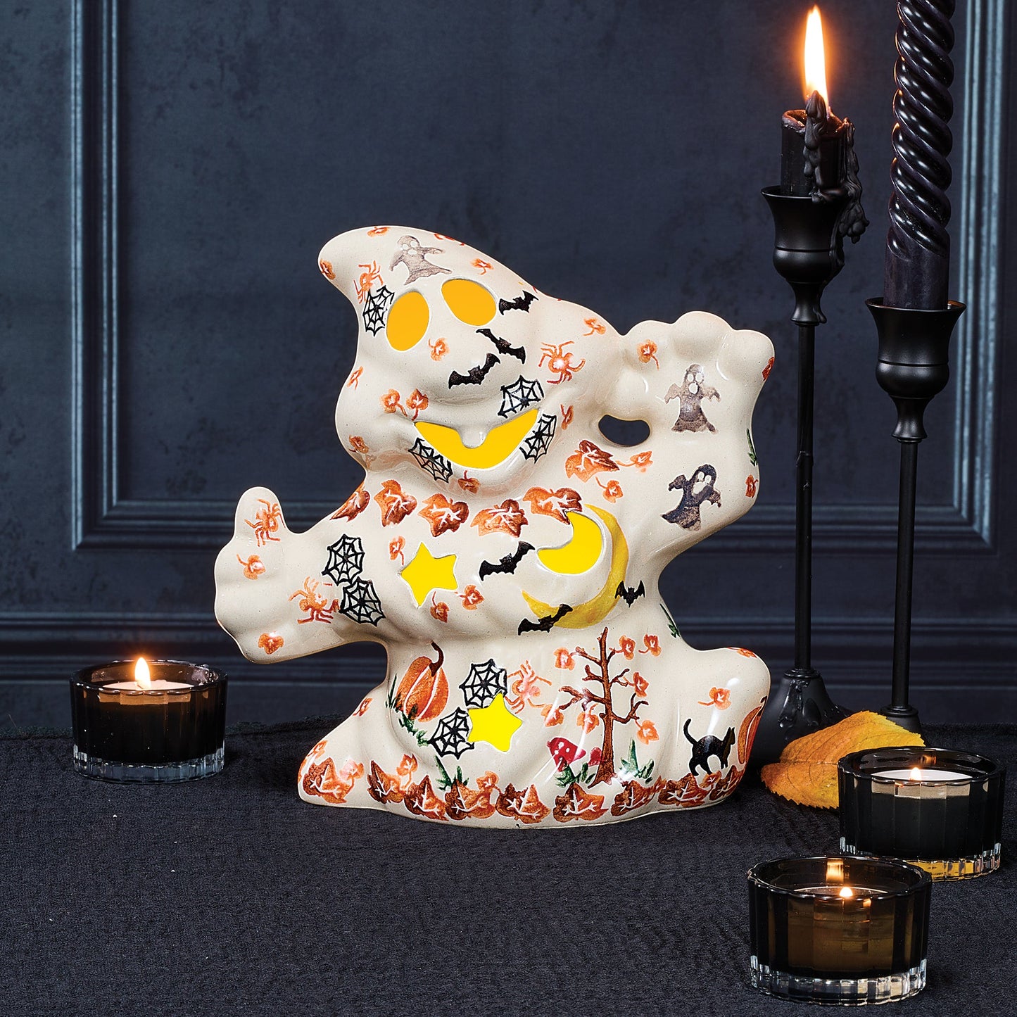 Polish Pottery Enchanting Pumpkins Goofy Ghost Luminary