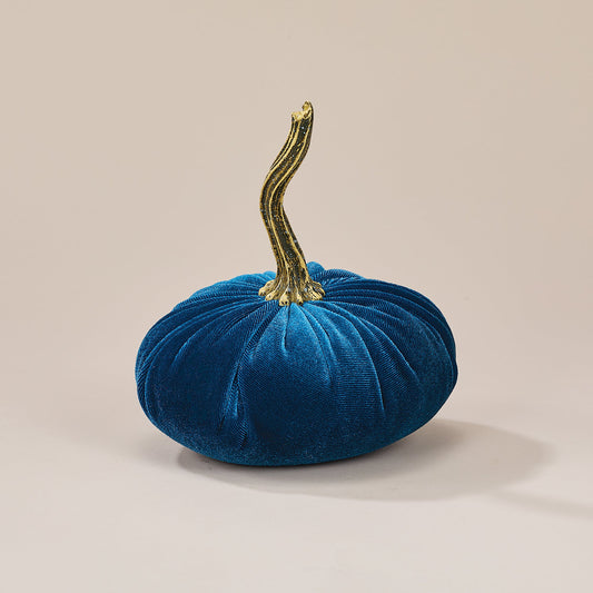 Teal Velvet Plush Pumpkin